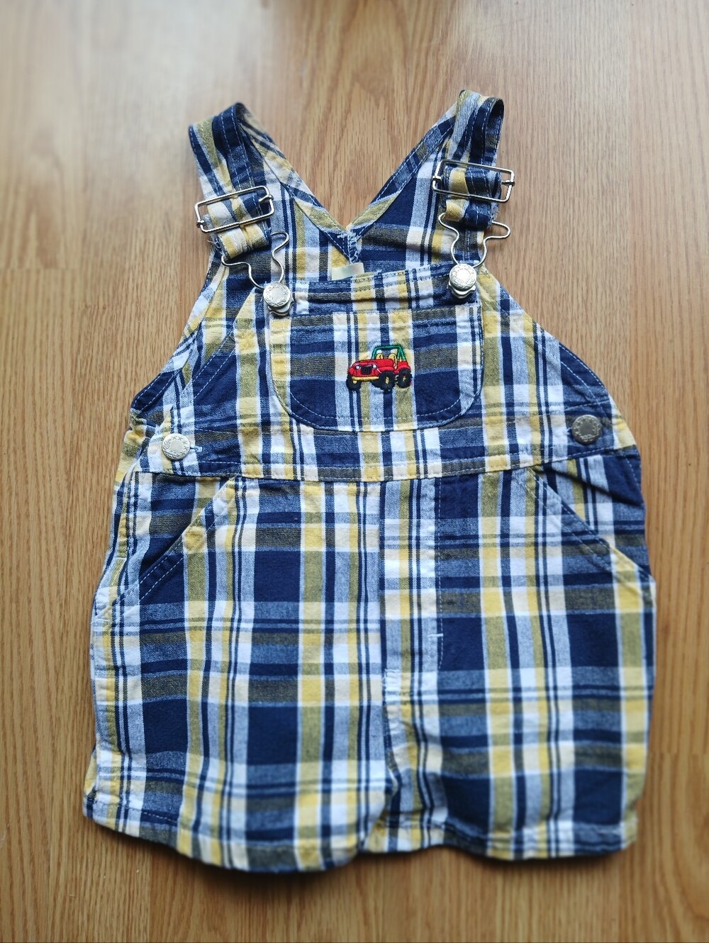 In Design Kids Plaid Navy & Yellow Kids Overalls - Toddler Bottoms Sz 12M